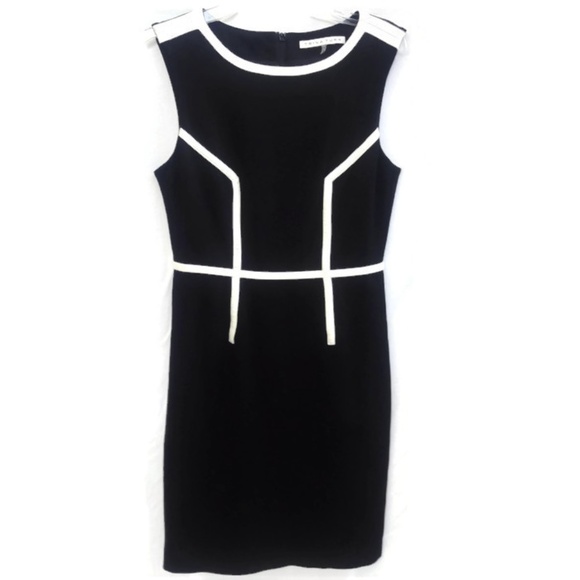 Trina Turk Dresses & Skirts - Trina Turk Dress Ponte Knit Sleeveless Back Zipper Black White Slip Stretch 4